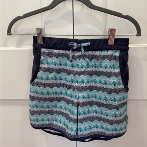 Columbia Athletic Shorts Blue Teal Geometric Print Size Girls M (10-12)
